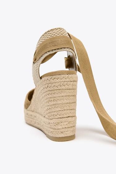 BRAIDED BODY WEDGE HEELS - Sand Brown by Zara - Image 4