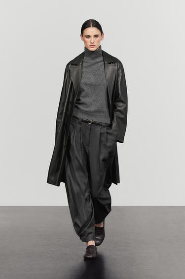 Pantalon en flanelle à plis et détail boutonné - Cobalt de Zara - Image 0