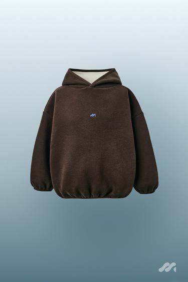 KAPUZENSWEATSHIRT MIT FLEECEFUTTER UND LOGO - Braun von Zara