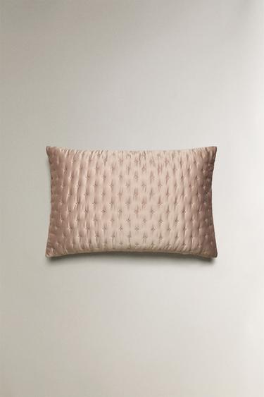 PLAIN QUILTED CUSHION COVER WITH KNOTS - Pink by Zara