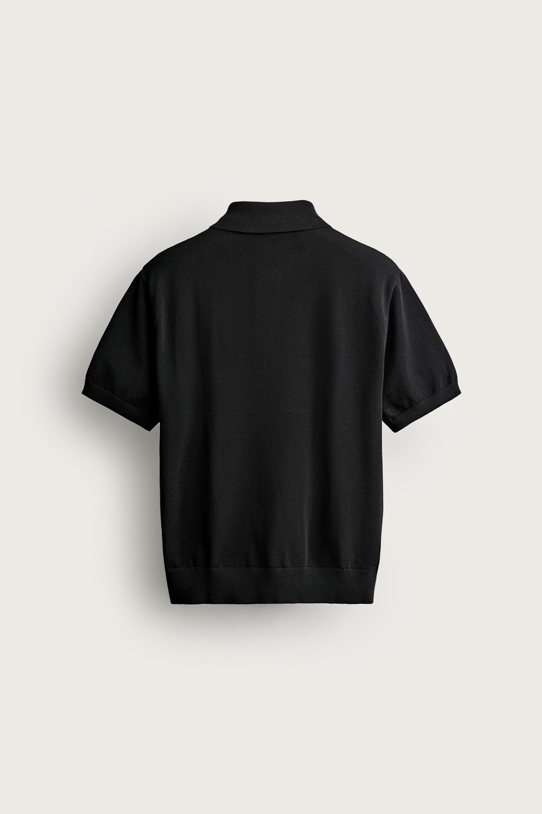 Мужские рубашки Zara KNIT QUARTER-ZIP POLO SHIRT — фото 9