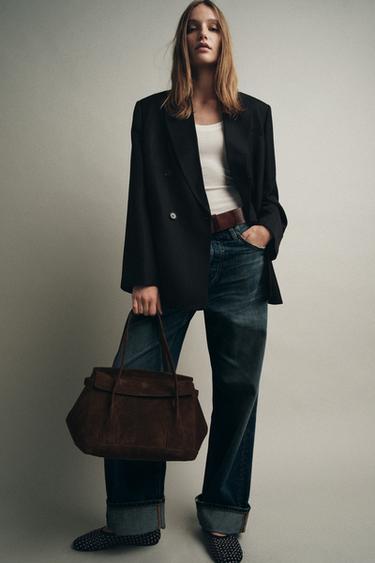 LEATHER CITY BAG - Brown by Zara