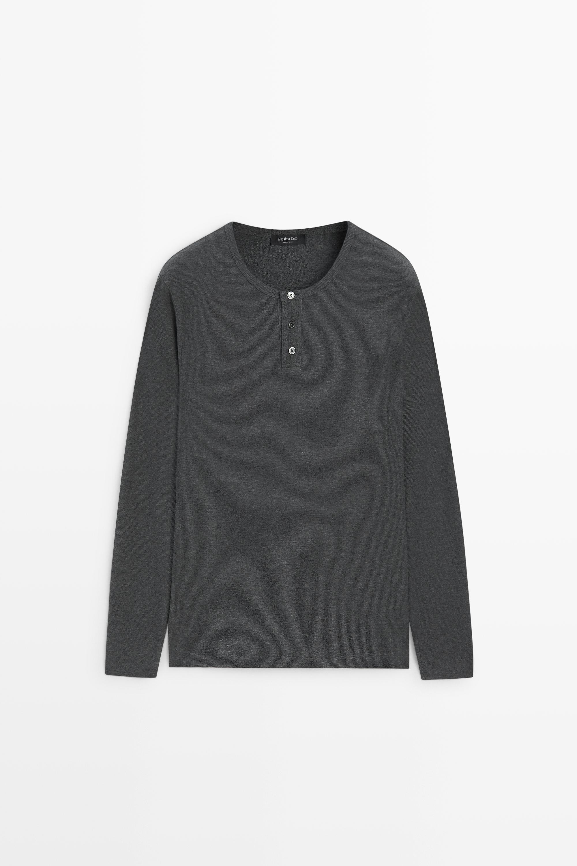 Cotton blend henley T-shirt