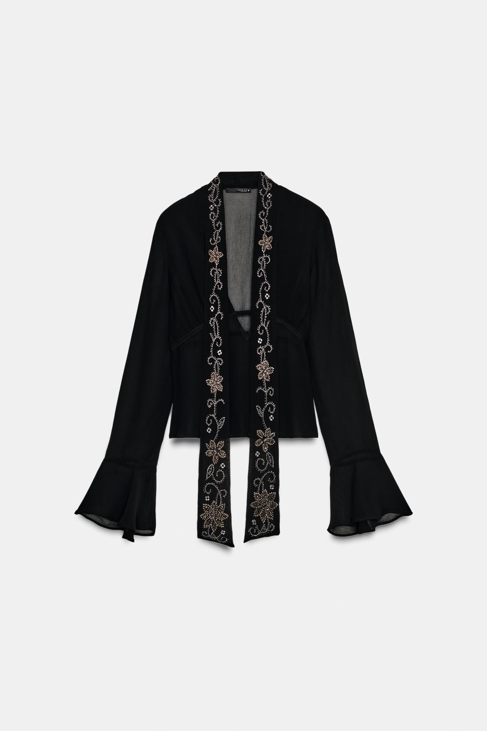EMBROIDERED FOULARD GEORGETTE SHIRT