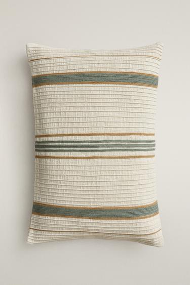 STRIPED CUSHION COVER - Ecru by Zara - Image 0