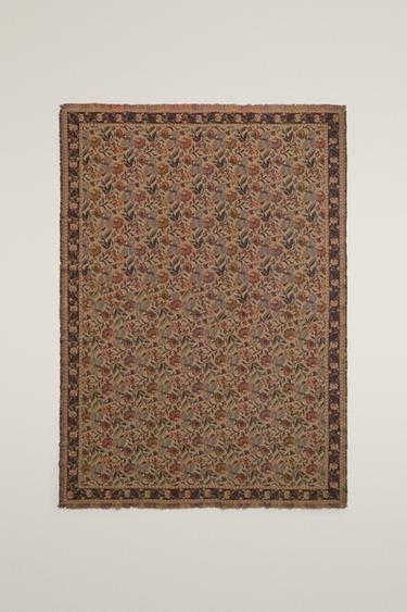 FLORAL JACQUARD BLANKET - Light beige by Zara - Image 0