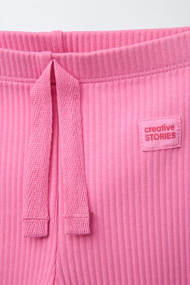 LEGGING CÔTELÉ AVEC ÉTIQUETTE - Rose moyen de Zara - Image 2