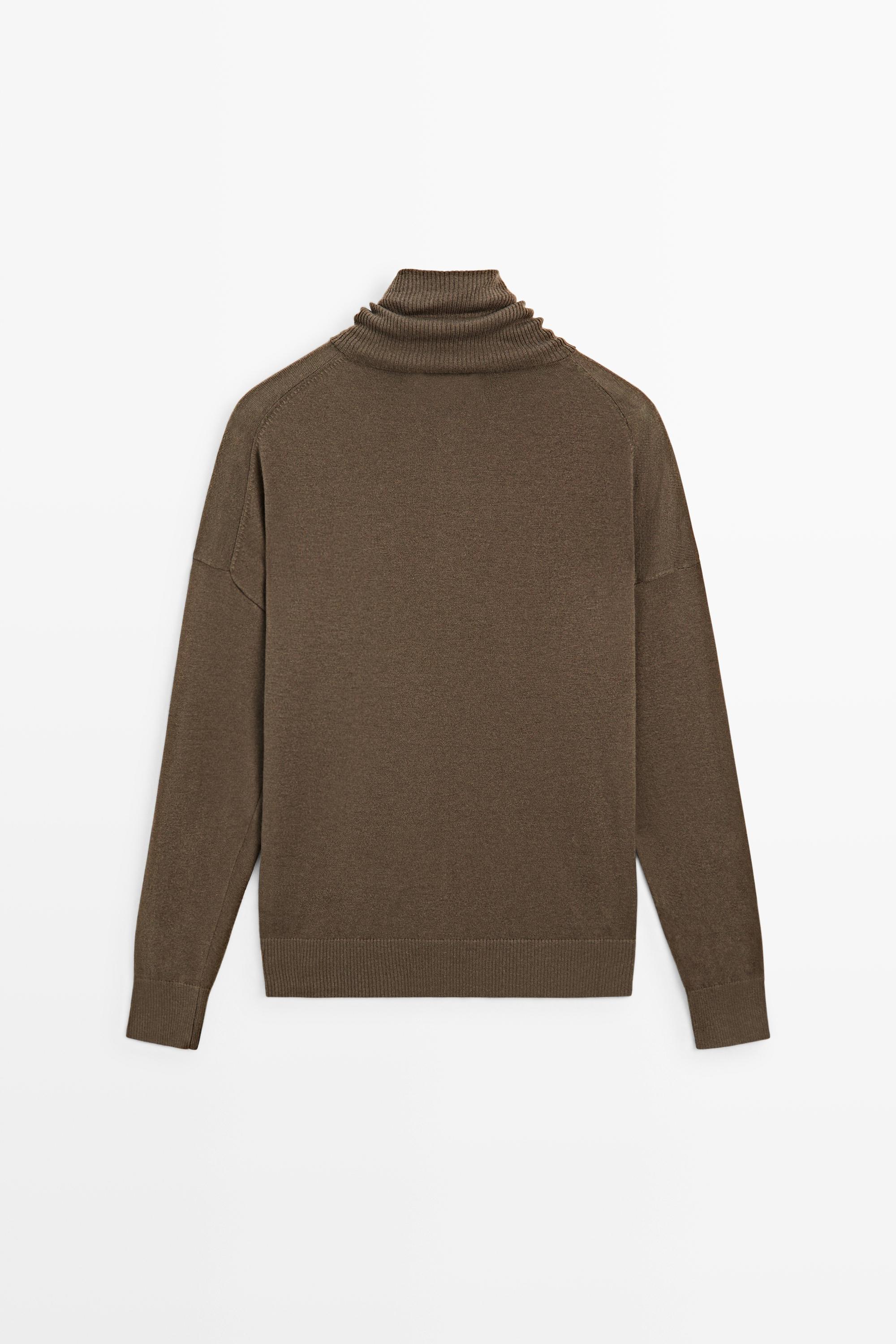 Turtleneck cardigan with button detail