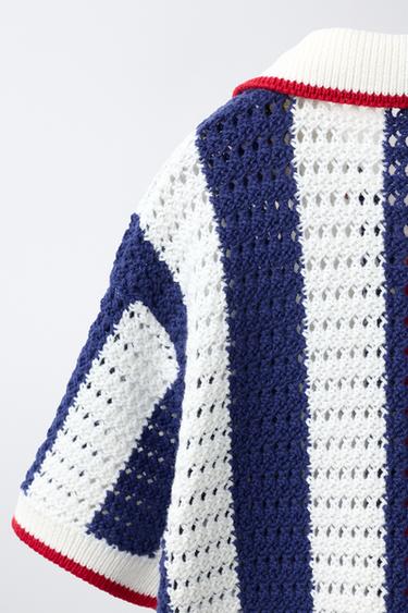 STRIPED POLO SHIRT - red/navy by Zara - Image 3