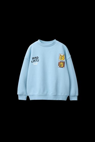 Zara ANIMALS PRINT SWEATSHIRT - Light blue - Image 0