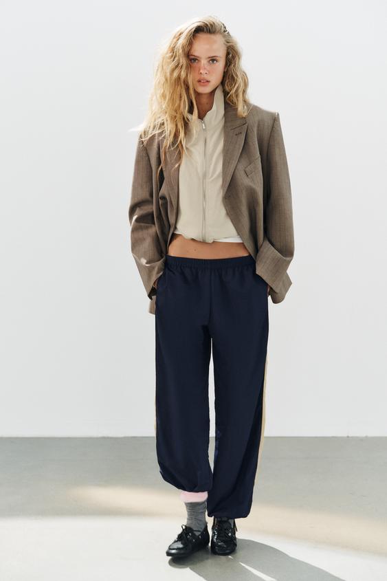بليزر واسع بخطوط دبلوماسية - بني الخاص بـ Zara - صورة 0