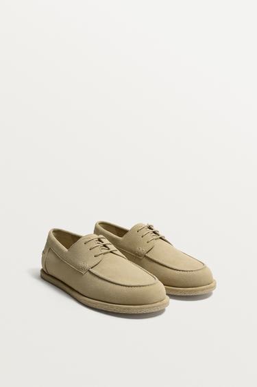 CASUAL LEATHER DECK SHOES - Ecru White by Zara
