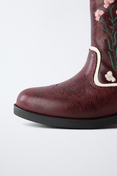 EMBROIDERED COWBOY BOOTS - Maroon by Zara - Image 5