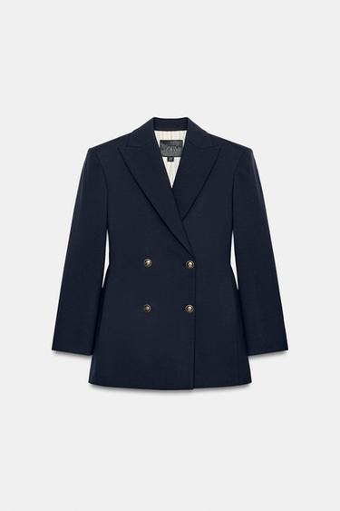 FITTED BUTTONED BLAZER ZW COLLECTION - Dark navy by Zara