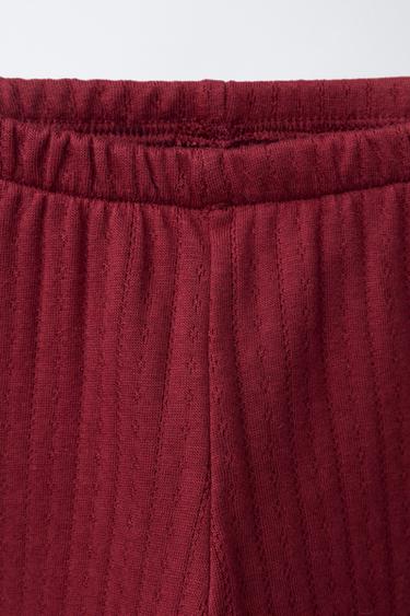 POINTELLE COTTON LEGGINGS - Burgundy by Zara - Image 2