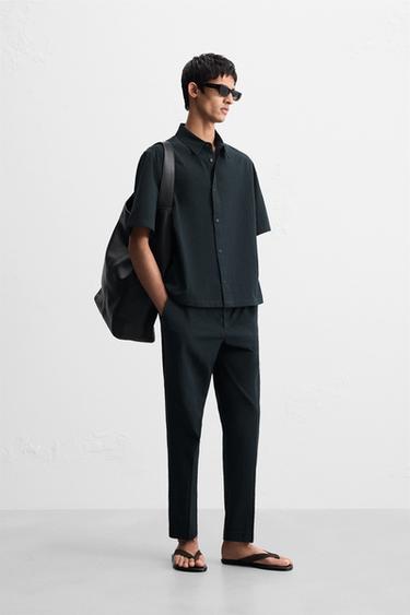 GEOMETRIC JACQUARD SHIRT - Navy blue by Zara - Image 0
