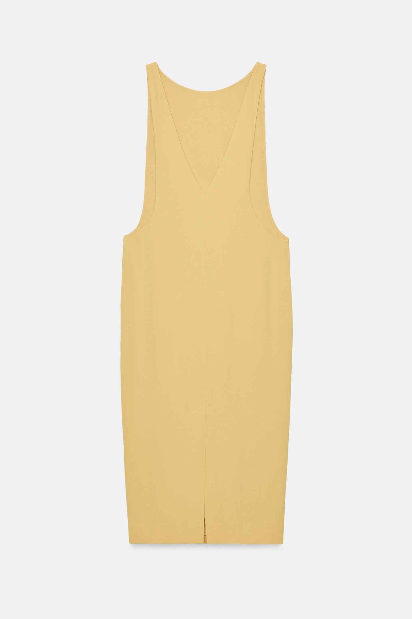 Женское платье Zara Solid Sleeveless MIDI, цвет: Светлый жёлтый — фото 8
