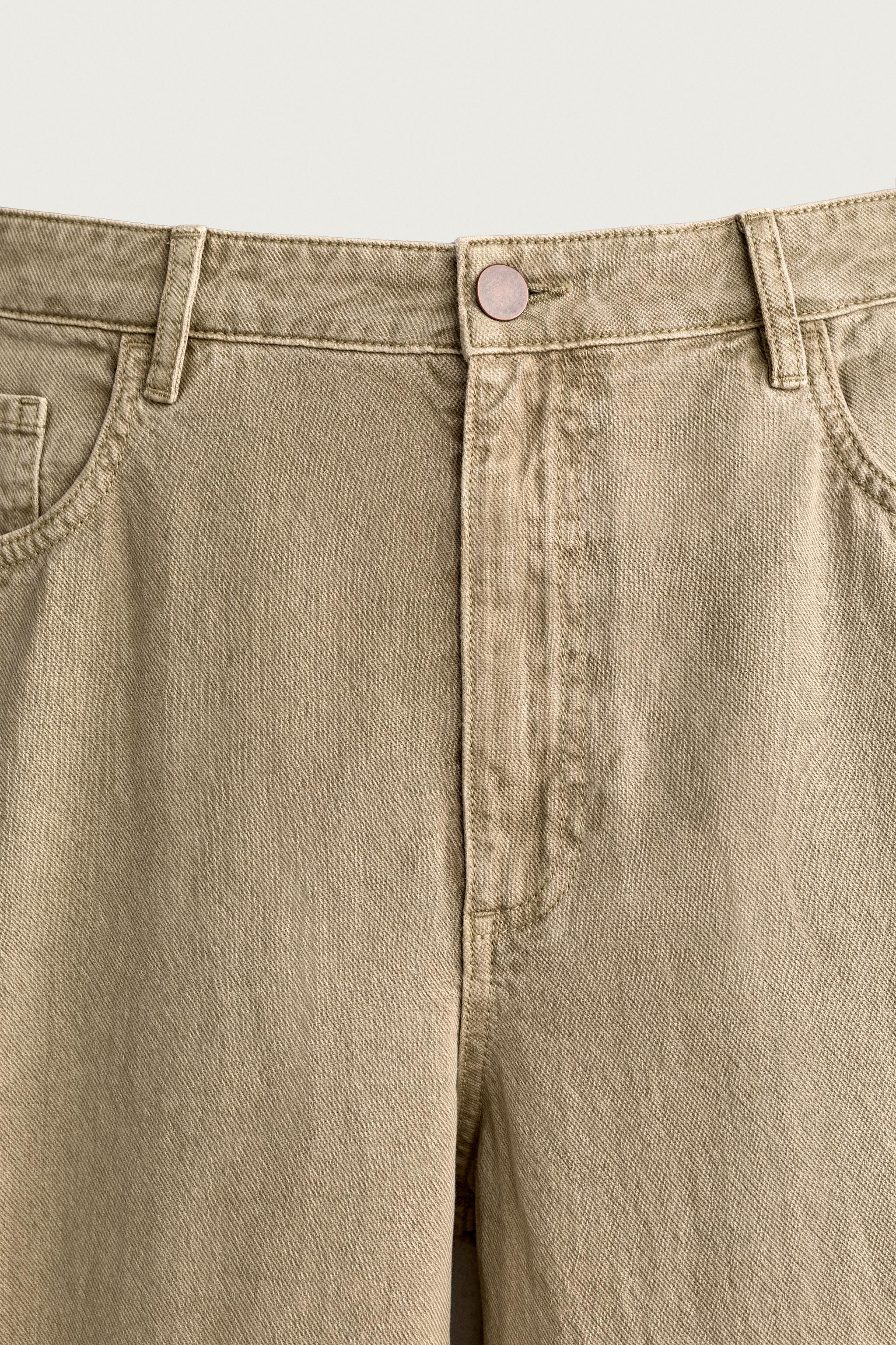 Мужские брюки Zara COTTON-LINEN WASHED PANTS — фото 9