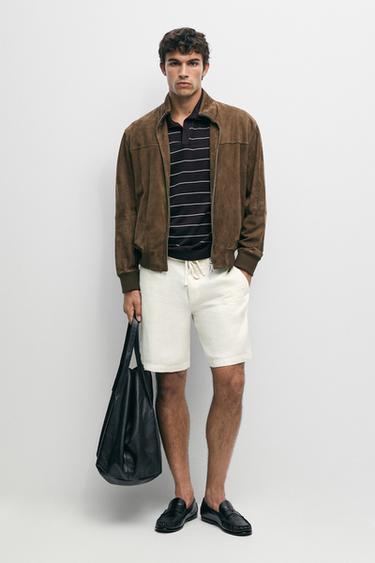 100% linen short Bermuda shorts — Sand 1