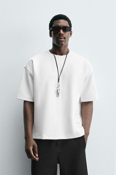 Zara INTERLOCK LABEL SWEATSHIRT - White