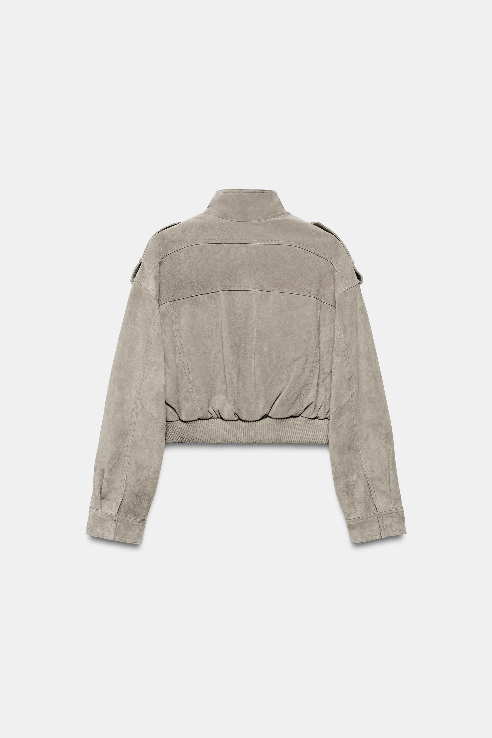 Женские куртки Zara 100% LEATHER CROPPED JACKET WITH TABS — фото 8