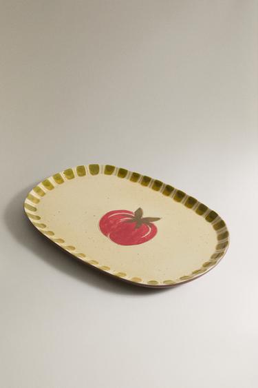 EARTHENWARE FRUIT SERVING DISH - Red by Zara - Image 1