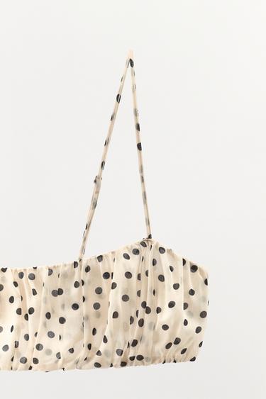 POLKA DOT PRINT CROP TOP - Ecru by Zara - Image 4