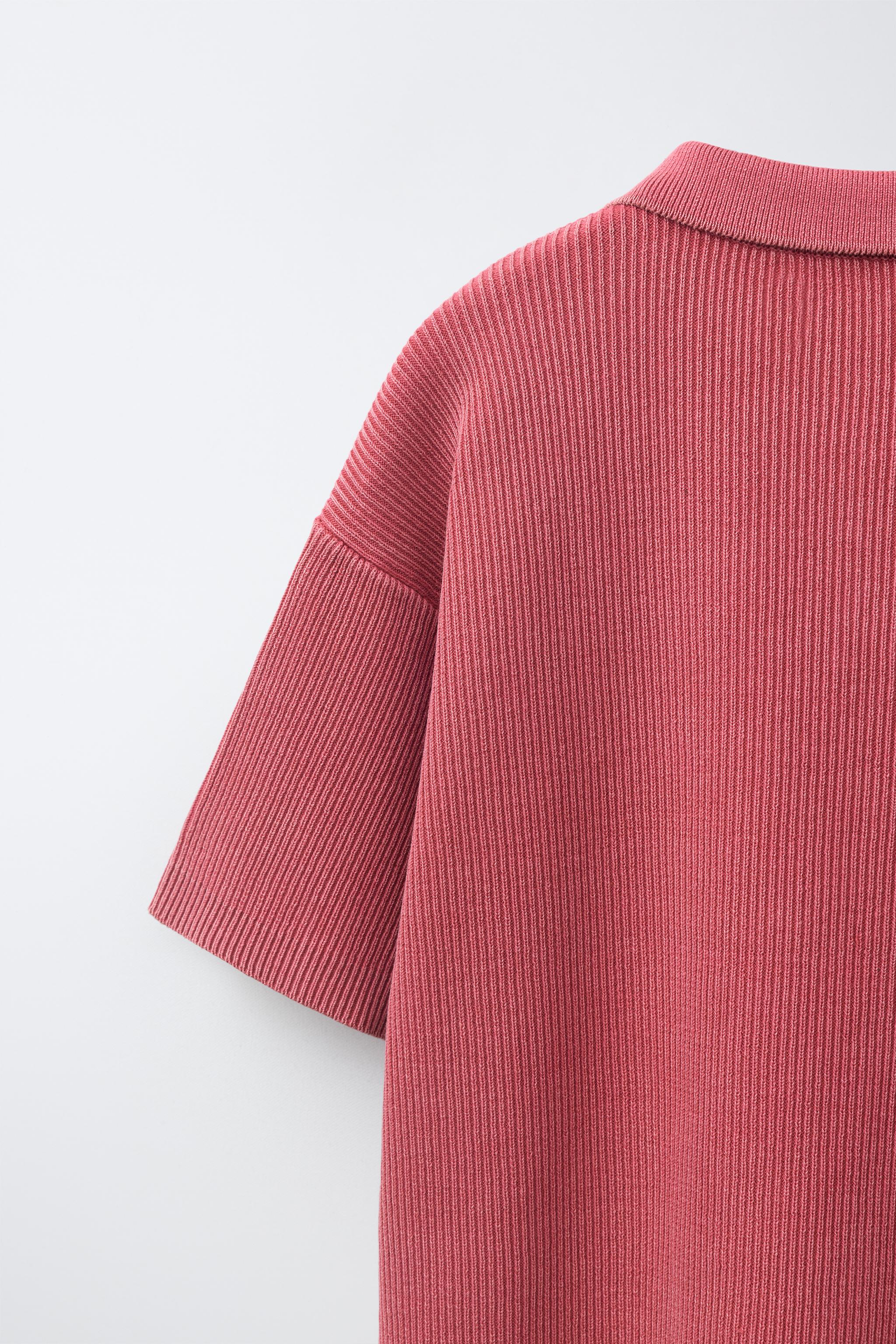 Детские рубашки Zara ACID WASH RIBBED POLO SHIRT — фото 5