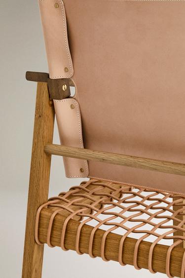 Zara OAK WOOD LEATHER CHAIR X OTZI - Light beige