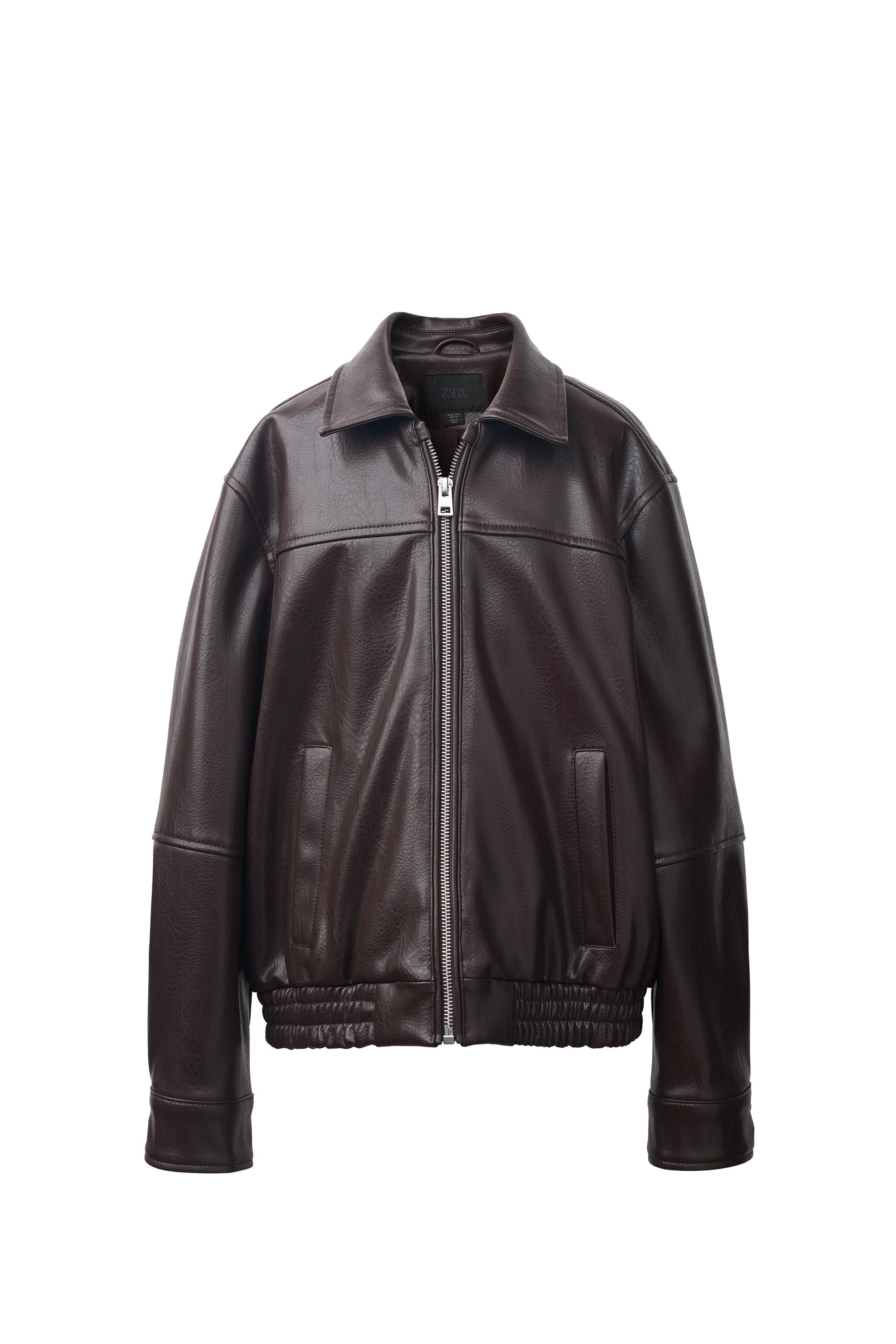 ジャケット・アウター TYPE SHADE G2B BOMBER LEATHER JACKET LEATHER EFFECT BOMBER JACKET - Brown | ZARA South Africa