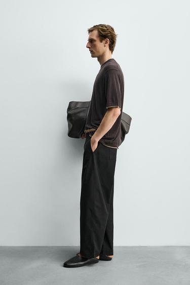 T-SHIRT EN MAILLE FINITIONS CONTRASTÉES - Marron de Zara - Image 3
