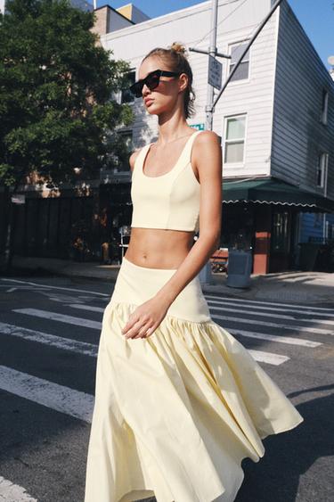 Zara INTERLOCK TOP AND SKIRT SET -