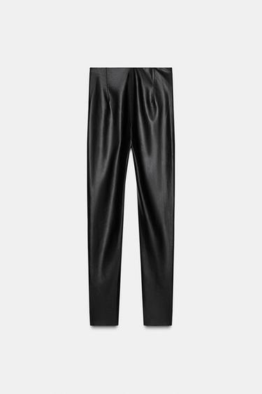 LEGGINGS MIT HOHEM BUND IN LEDEROPTIK - Schwarz von Zara