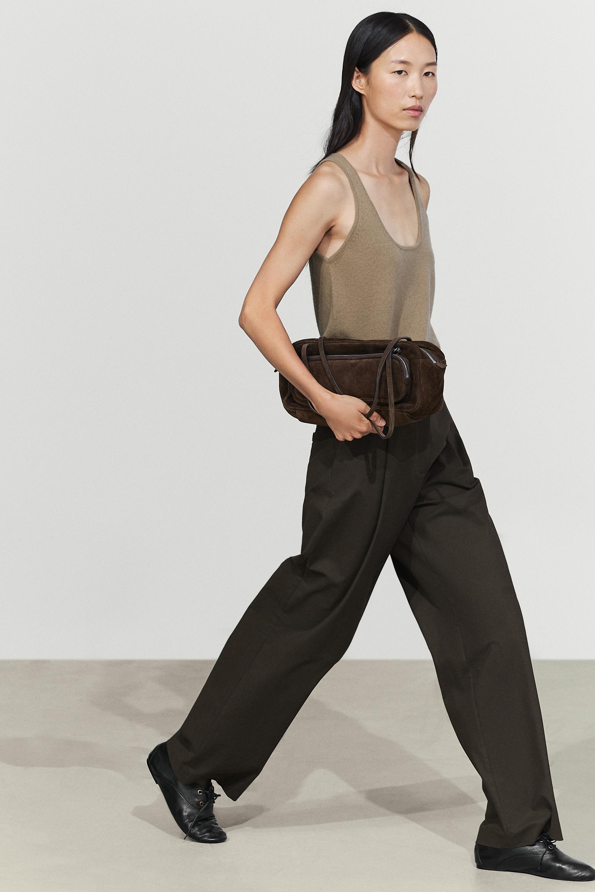 Pantalon plissé en coton mélangé