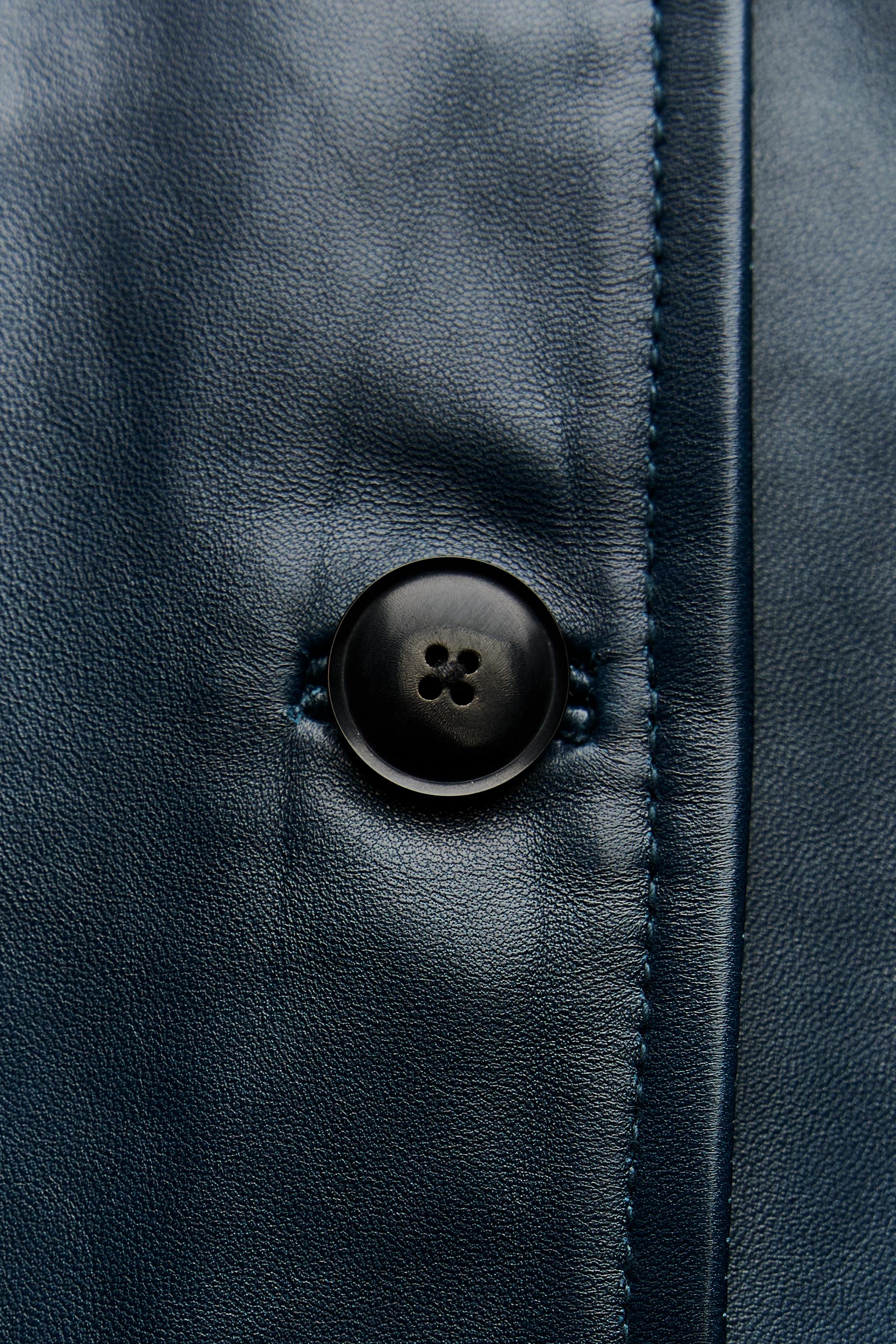 ZW COLLECTION SOFT LEATHER JACKET - Petrol blue