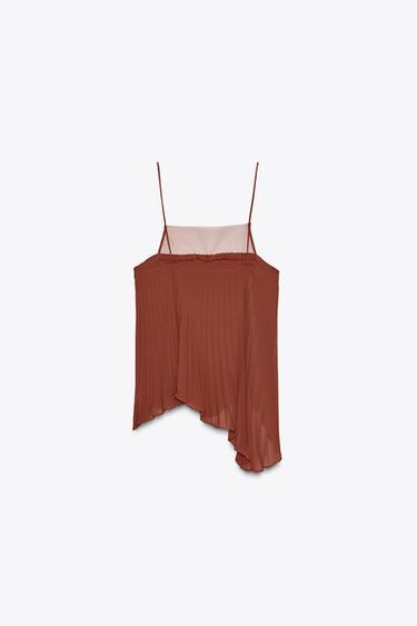 TOP PLISSÉ À VOLANT - Orange brûlé de Zara - Image 7