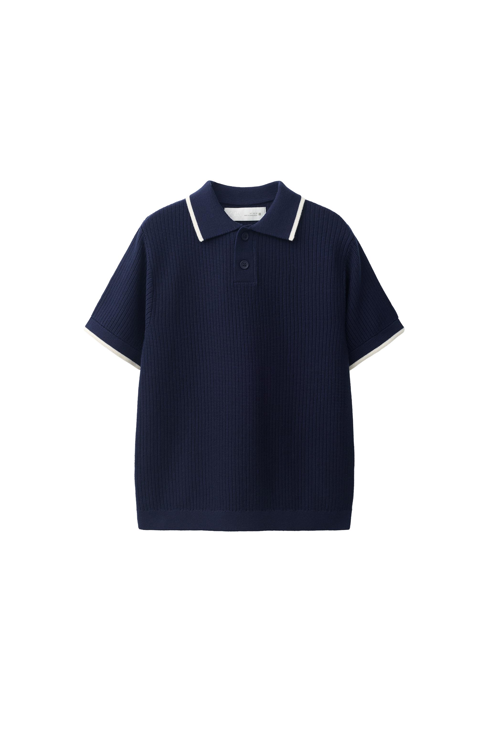 ダ*ン様 LIDNM WOOL KNIT PO SHIRT CONTRAST PIPING RIBBED KNIT POLO - Dark navy | ZARA United States