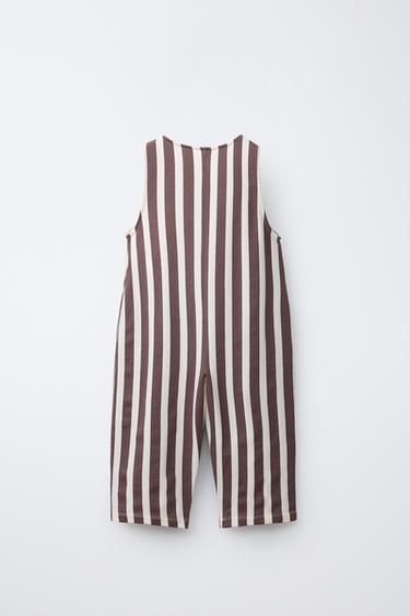 SALOPETTE LONGUE À RAYURES AVEC INSCRIPTION EN RELIEF - Écru / Marron de Zara - Image 1