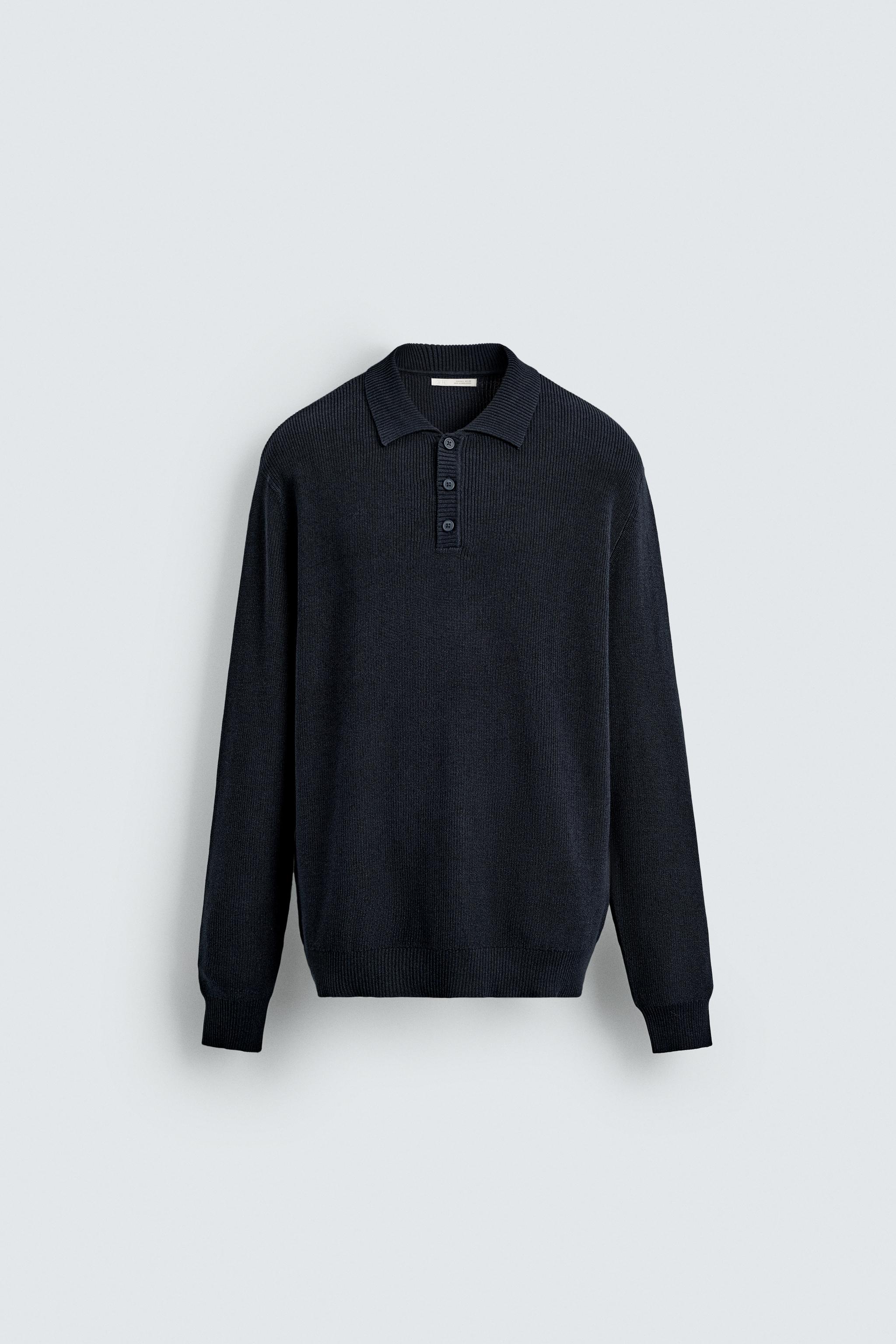 PEARLESCENT KNIT POLO SHIRT - Navy blue | ZARA Canada