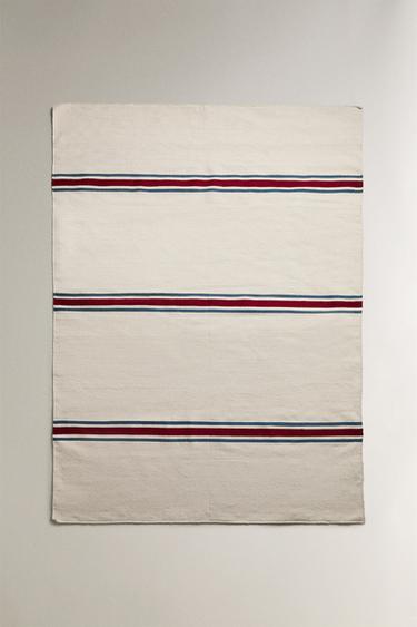Zara STRIPED COTTON WOOL AREA RUG - striped - Image 0