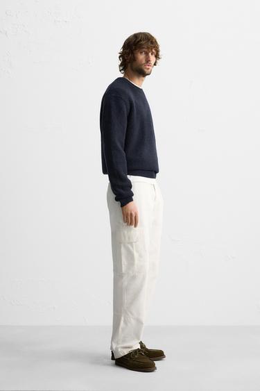 PULL STRUCTURÉ À CARREAUX - Bleu marine de Zara - Image 3
