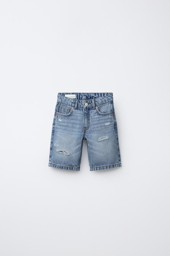BERMUDA DENIM ROTOS - Azul medio de Zara - Imagen 0