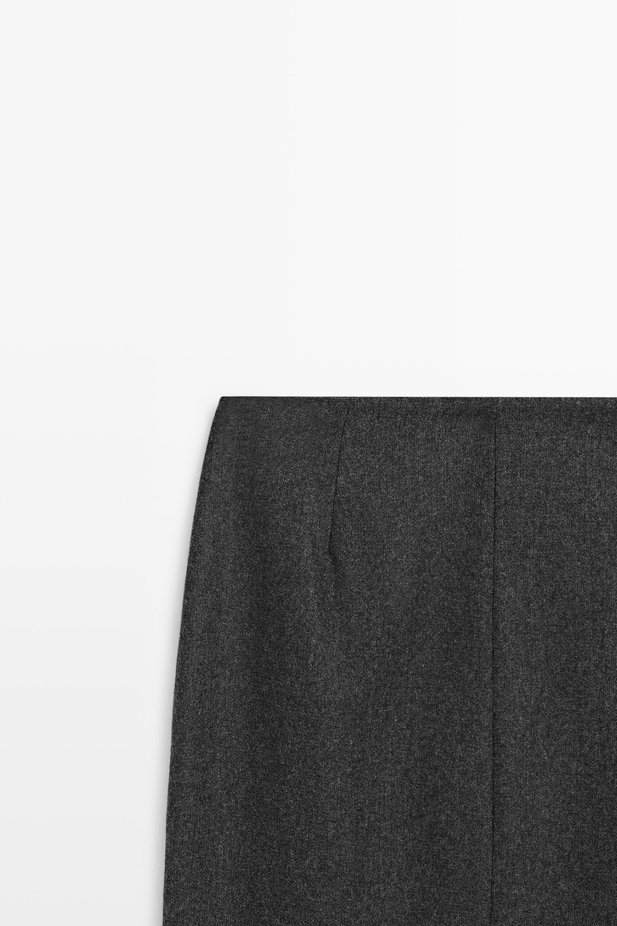Straight wool blend midi skirt