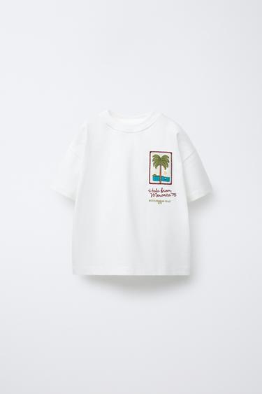 CAMISETA PARCHE PALMERA - Crudo de Zara - Imagen 0