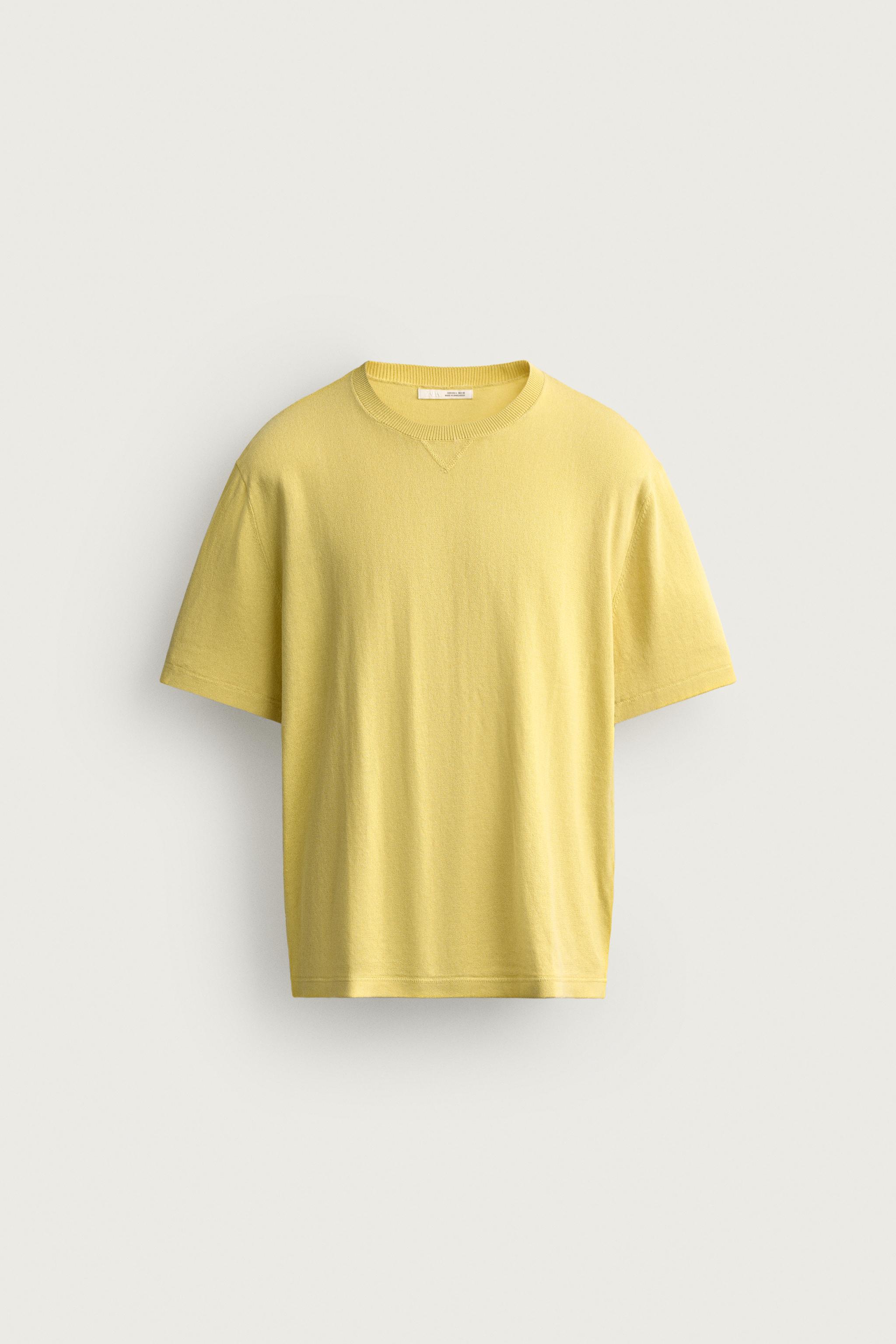REGULAR FIT KNIT T-SHIRT — Light yellow