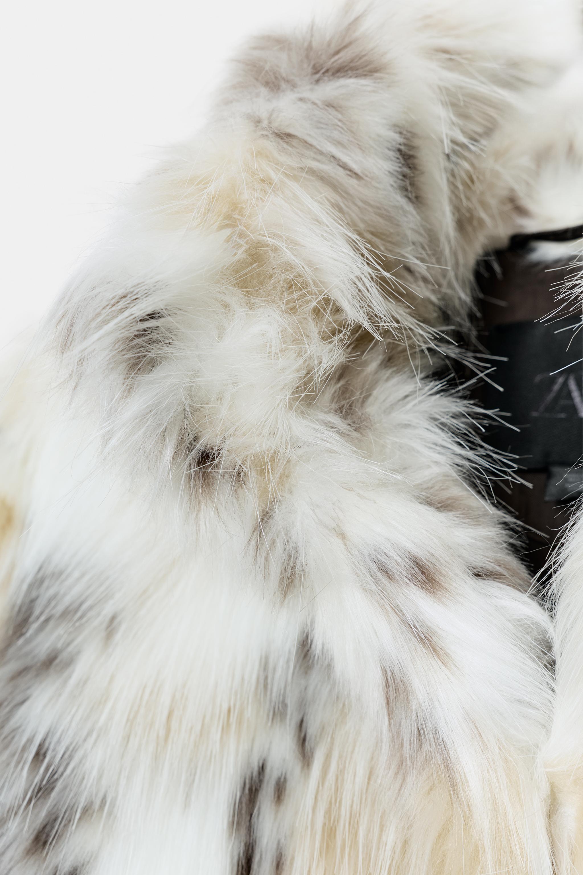 ZW COLLECTION FAUX FUR JACKET - Black / Ecru | ZARA United