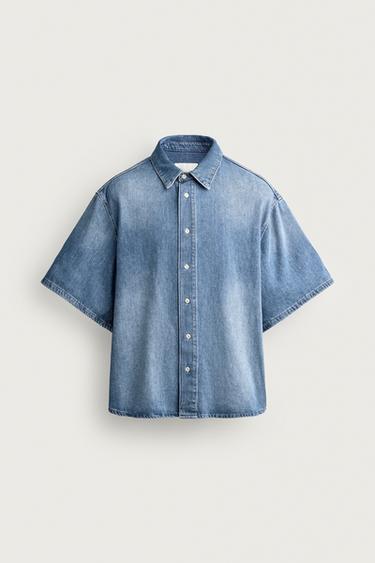 WASHED EFFECT DENIM SHIRT - Mid-blue by Zara