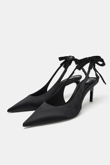 SLINGBACK HEELS WITH BOW - Black by Zara - Image 3