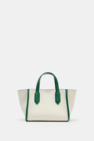 BOLSO MINI SHOPPER CANVAS - Verde de Zara