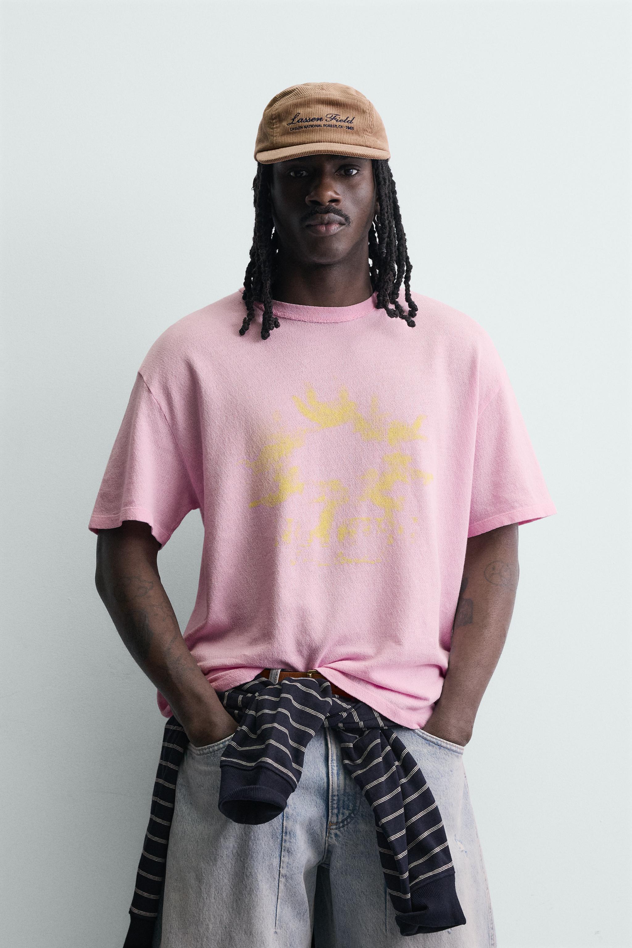 T-SHIRT EN MAILLE IMPRIMÉE CONTRASTE